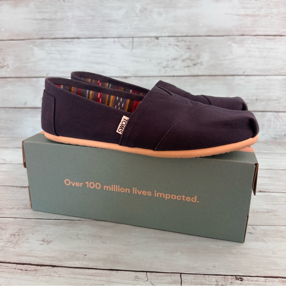 TOMS Slip-on Alpargata Navy Blue Canvas Espadrille Shoes Size 9